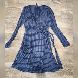 Blue and Black Striped Dress by Express Size Medium